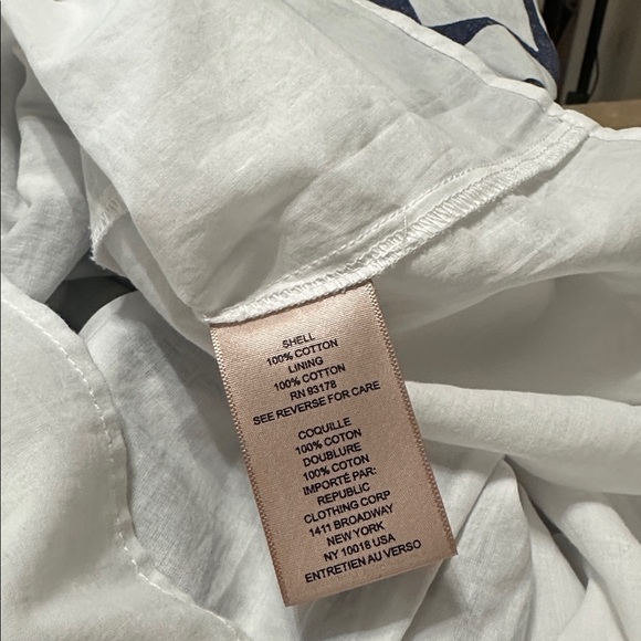 Philosophy Navy and White Leaf Print Long Sleeve Dress lined Medium - Picture 6 of 6